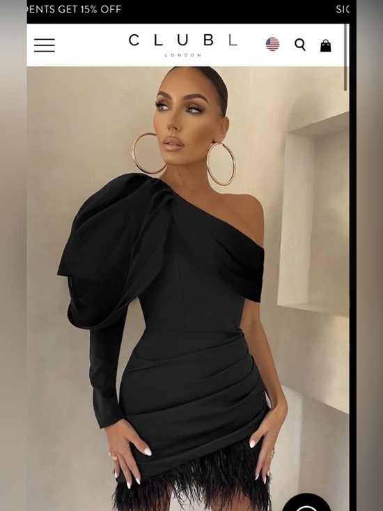 Dresses & Skirts - Elegant One-Shoulder Black Cocktail Dress with Statement Sleeve